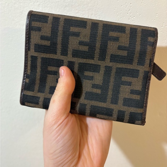 Fendi Logo Canvas Wallet in Brown and Black - Picture 3 of 12